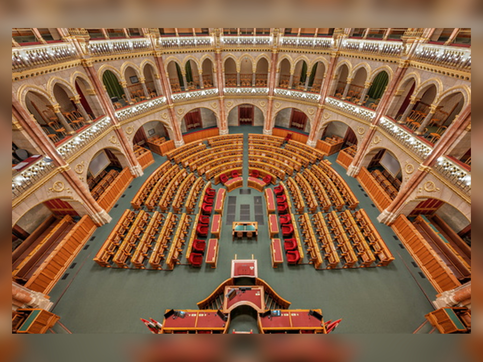 The horseshoe-shaped assembly chamber with its gilded galleries
